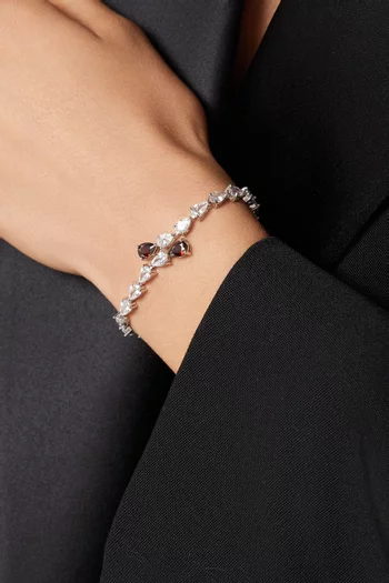 Bypassing CZ Pear Tennis Bracelet in Rhodium-plated Brass