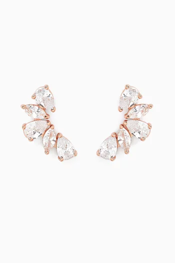 Pear Marquis Curved Earrings in Rose Gold-plated Brass
