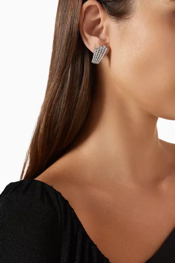 5 Row Shooting Stars Earrings in Rhodium-plated Brass