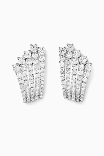 5 Row Shooting Stars Earrings in Rhodium-plated Brass