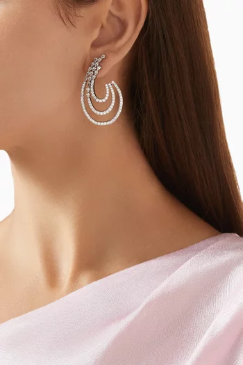 Pavé CZ Burst Earrings in Rhodium-plated Brass