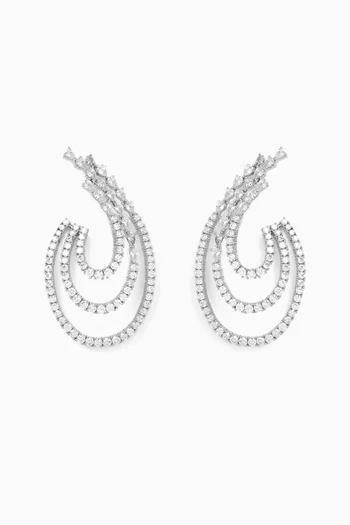 Pavé CZ Burst Earrings in Rhodium-plated Brass