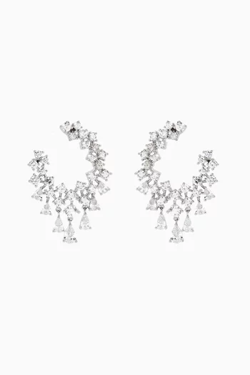 Scatter CZ Earrings in Rhodium-plated Brass