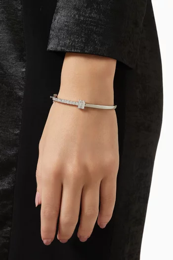 Pave Half Bangle in Rhodium-plated Brass