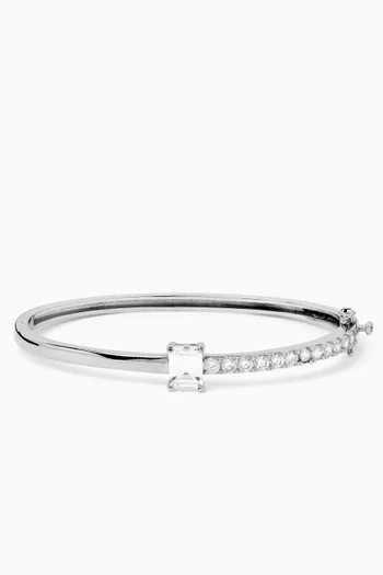 Pave Half Bangle in Rhodium-plated Brass
