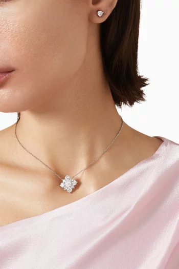 Cluster Necklace & Stud Set in Rhodium-plated Brass