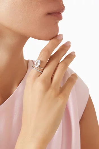 Oval Pavé Ring in Rhodium-plated Brass