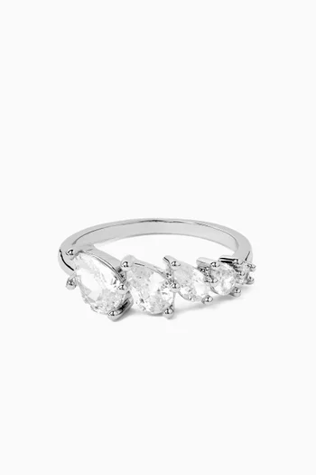 Marquis Slant Band Ring in Rhodium-plated Brass
