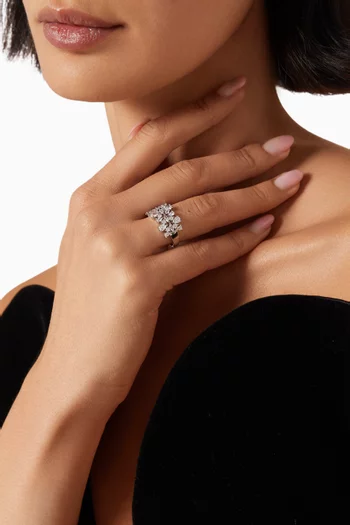Statement CZ Pear Trim Marquis Band Ring in Rhodium-plated Brass
