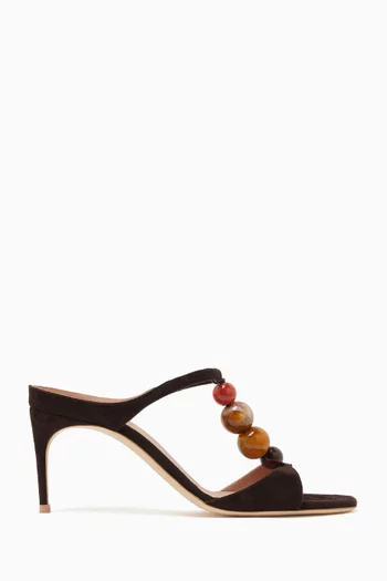 Lena 70 Beaded Sandals in Suede