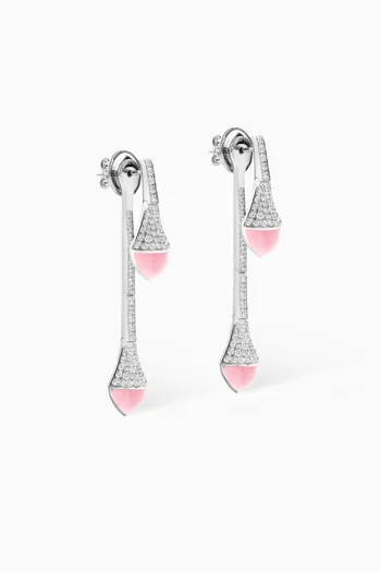 أقراط متدلية كليو مرصعة بالماس ذهب أبيض عيار 18