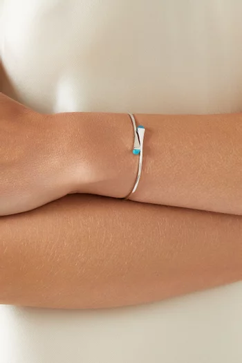 Cleo Sea Blue Chalcedony Slip-on Bracelet in 18kt White Gold