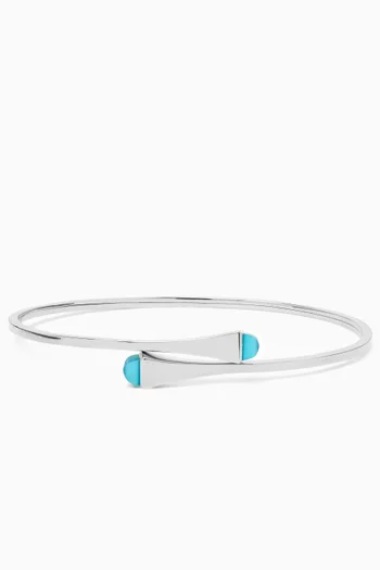 Cleo Sea Blue Chalcedony Slip-on Bracelet in 18kt White Gold