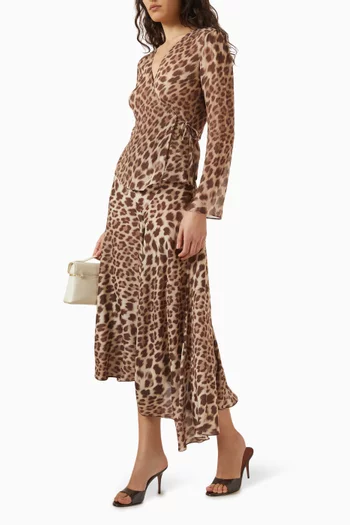 Bianca Leopard-print Top in Silk Crepe