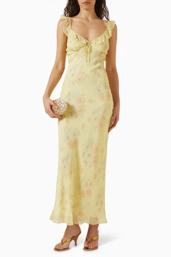 Heidi V-neck Dress in Silk Georgette