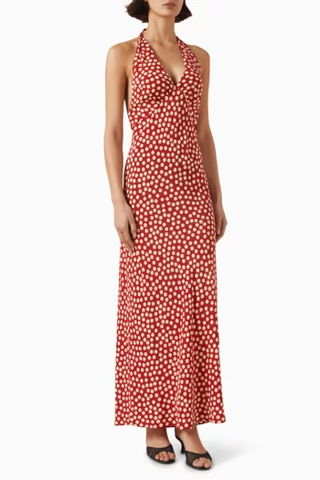 Simone Halterneck Dress in Silk Crepe