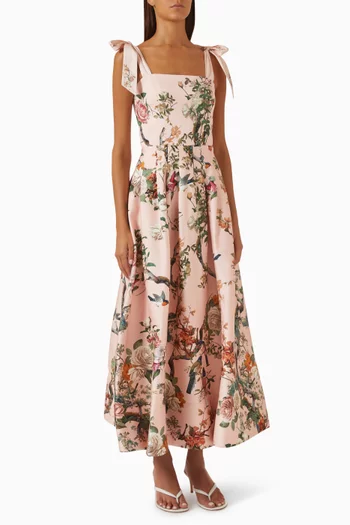 Hana Printed Dress in Cotton Satin