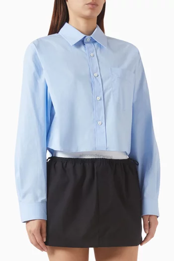 Embroidered Cropped Shirt in Cotton