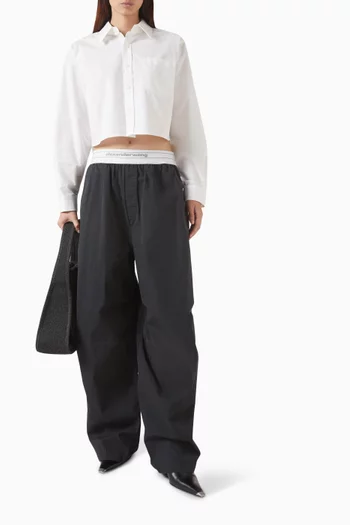 Embroidered Cropped Shirt in Cotton