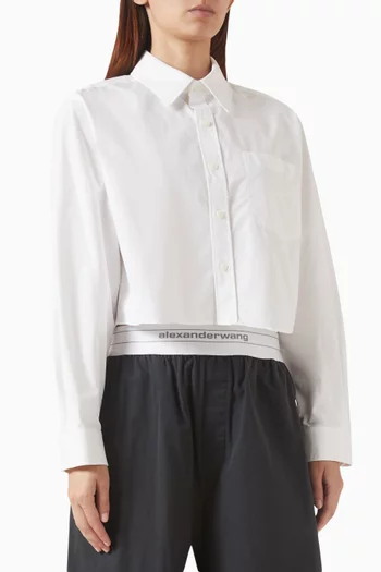 Embroidered Cropped Shirt in Cotton