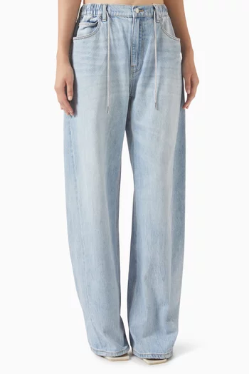 Crystal-drawcord Balloon Jeans in Denim