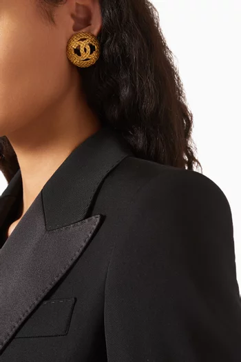 1990s Vintage Quilted Clip-on Earrings