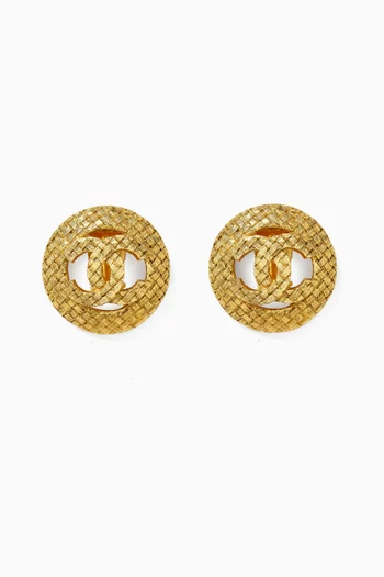 1990s Vintage Quilted Clip-on Earrings
