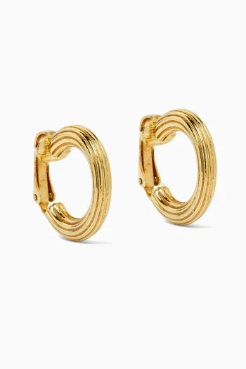 1980s Ribbed Hoop Clip-on Earrings