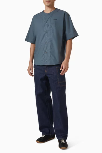 'KENZO Signature' Baseball Shirt in Cotton-poplin