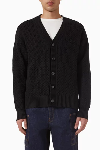Signature Cable Knit Cardigan in Cotton & Wool