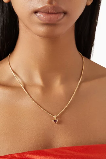 Mini Garnet Heart Pendant in 14kt Yellow Gold