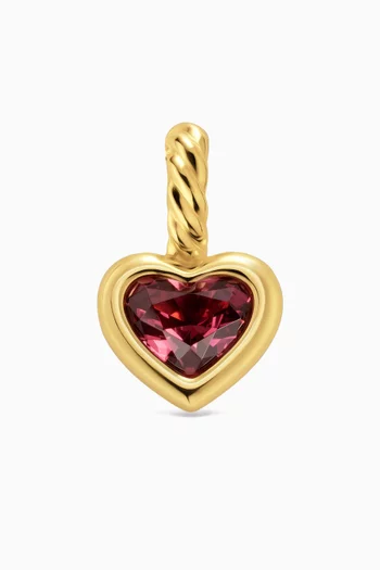 Mini Garnet Heart Pendant in 14kt Yellow Gold