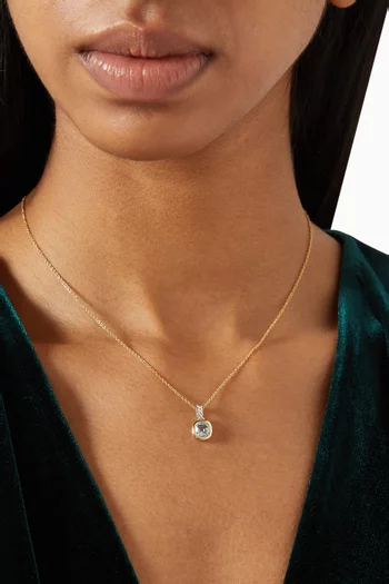 Mini Cushion-cut Topaz Pendant in Sterling Silver & 14kt Yellow Gold