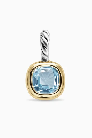 Mini Cushion-cut Topaz Pendant in Sterling Silver & 14kt Yellow Gold