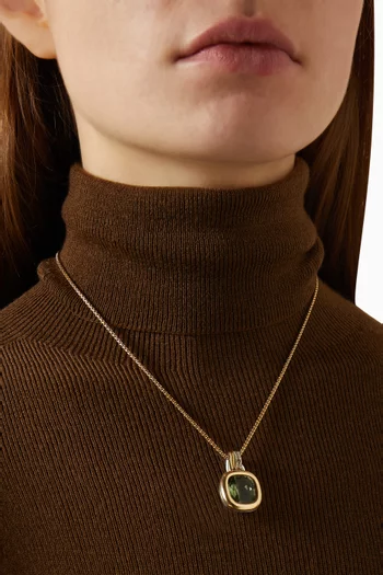 Mercer Prasiolite & Diamond Pendant in Sterling Silver & 18kt Yellow Gold