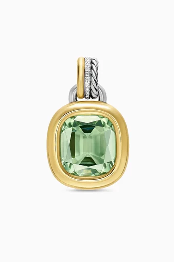 Mercer Prasiolite & Diamond Pendant in Sterling Silver & 18kt Yellow Gold