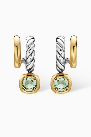 Mercer® Two-row Prasiolite Drop Earrings in 18kt Yellow Gold