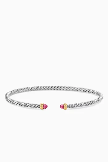 Micro Cable Flex® Pink Tourmaline Bracelet in Sterling Silver