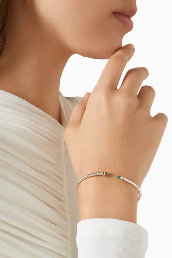 Micro Cable Flex® Emerald Bracelet in Sterling Silver