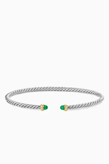 Micro Cable Flex® Emerald Bracelet in Sterling Silver