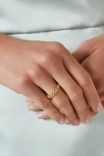 خاتم مرصع بأحجار داخل إطار ذهب أصفر عيار 18