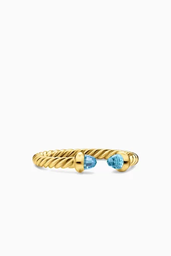 Micro Cablespira Topaz Flex Open Ring in 18kt Yellow Gold