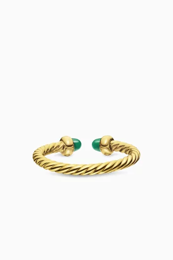Micro Cablespira Emerald Flex Open Ring in 18kt Yellow Gold