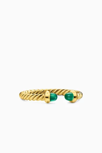 Micro Cablespira Emerald Flex Open Ring in 18kt Yellow Gold