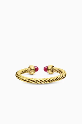 Micro Cablespira Ruby Flex Open Ring in 18kt Yellow Gold