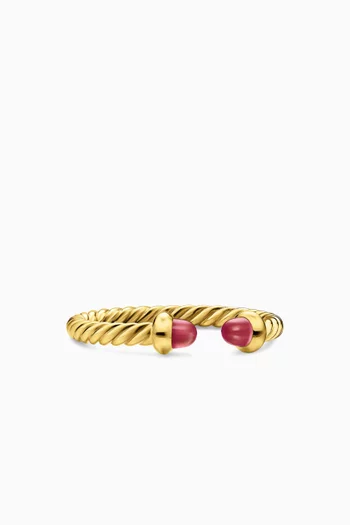 Micro Cablespira Ruby Flex Open Ring in 18kt Yellow Gold
