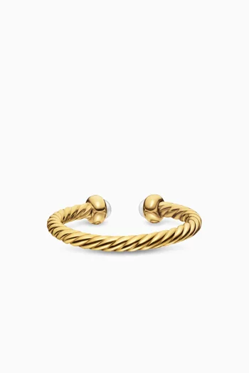 Micro Cablespira Pearl Flex Open Ring in 18kt Yellow Gold