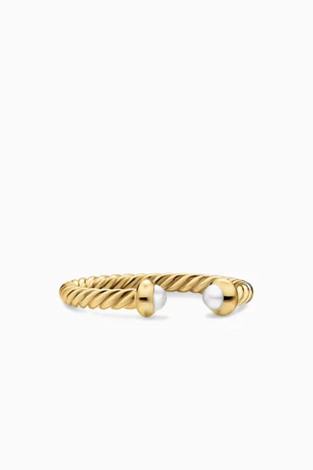 Micro Cablespira Pearl Flex Open Ring in 18kt Yellow Gold