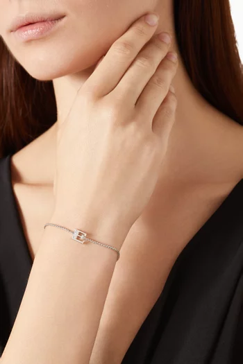 Petite Initial Letter 'E' Diamond Chain Bracelet in Sterling Silver