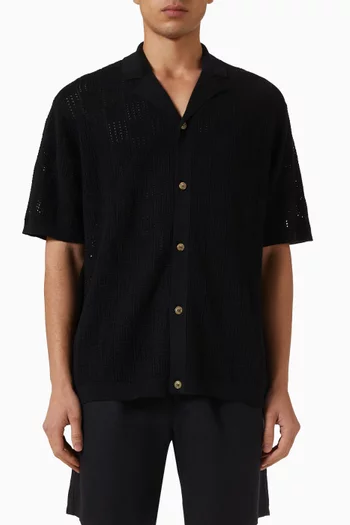 Squared Knitted Short-sleeve Shirt